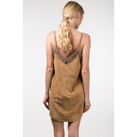 Women's Sophisticated Suede Cage Beads Dress for a Unique and Fashion - Picture 12 of 12